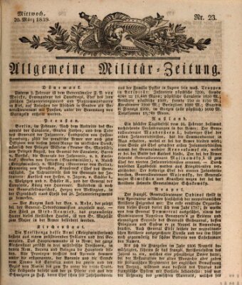 Allgemeine Militär-Zeitung Mittwoch 20. März 1839