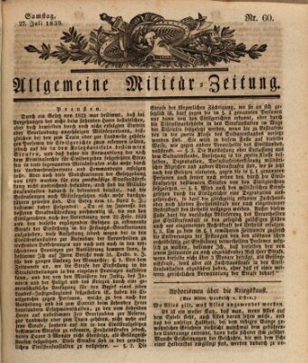 Allgemeine Militär-Zeitung Samstag 27. Juli 1839