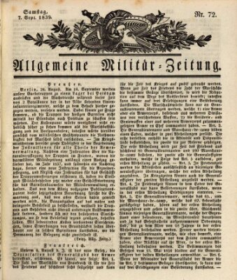 Allgemeine Militär-Zeitung Samstag 7. September 1839