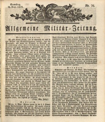 Allgemeine Militär-Zeitung Samstag 21. September 1839