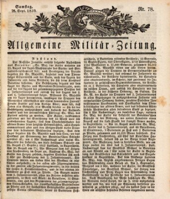 Allgemeine Militär-Zeitung Samstag 28. September 1839