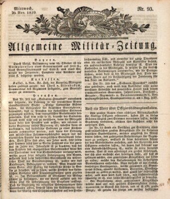 Allgemeine Militär-Zeitung Mittwoch 20. November 1839