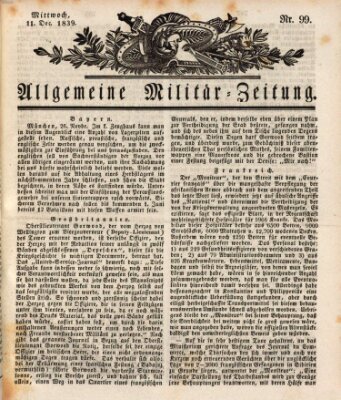 Allgemeine Militär-Zeitung Mittwoch 11. Dezember 1839