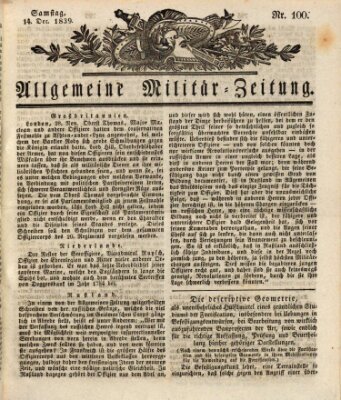 Allgemeine Militär-Zeitung Samstag 14. Dezember 1839