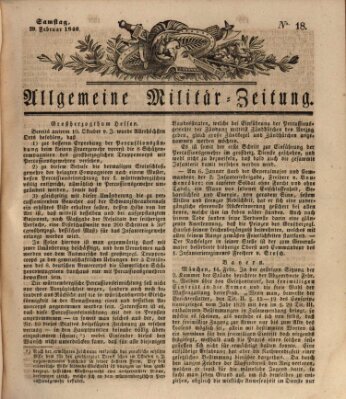 Allgemeine Militär-Zeitung Samstag 29. Februar 1840