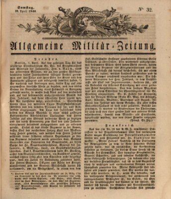 Allgemeine Militär-Zeitung Samstag 18. April 1840