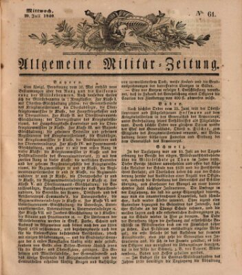 Allgemeine Militär-Zeitung Mittwoch 29. Juli 1840