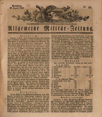 Allgemeine Militär-Zeitung Samstag 22. August 1840