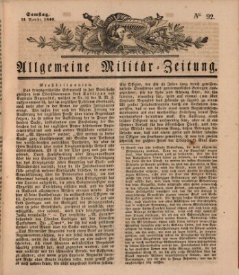 Allgemeine Militär-Zeitung Samstag 14. November 1840