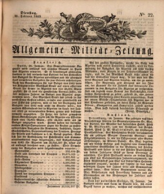 Allgemeine Militär-Zeitung Dienstag 21. Februar 1843