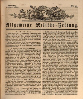 Allgemeine Militär-Zeitung Samstag 1. April 1843