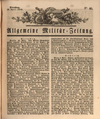 Allgemeine Militär-Zeitung Dienstag 18. April 1843