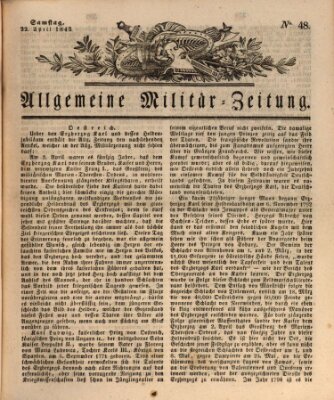 Allgemeine Militär-Zeitung Samstag 22. April 1843