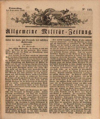 Allgemeine Militär-Zeitung Donnerstag 14. September 1843