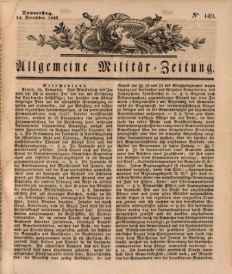 Allgemeine Militär-Zeitung Donnerstag 14. Dezember 1843