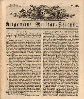 Allgemeine Militär-Zeitung Dienstag 1. Oktober 1844