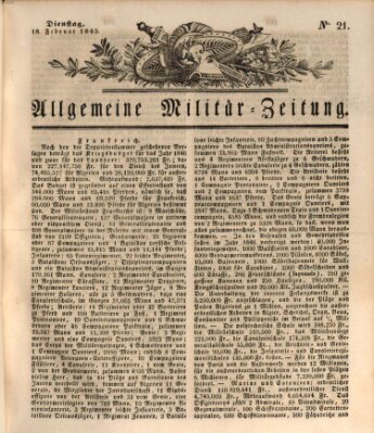 Allgemeine Militär-Zeitung Dienstag 18. Februar 1845