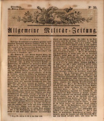 Allgemeine Militär-Zeitung Dienstag 18. März 1845