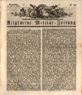 Allgemeine Militär-Zeitung Donnerstag 17. April 1845