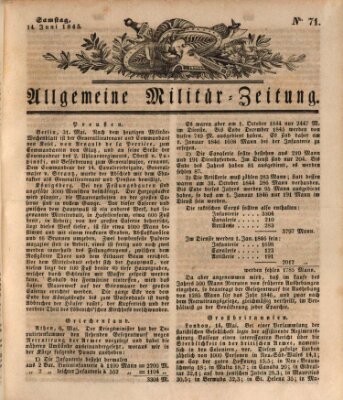 Allgemeine Militär-Zeitung Samstag 14. Juni 1845