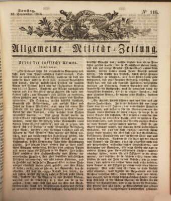 Allgemeine Militär-Zeitung Samstag 27. September 1845