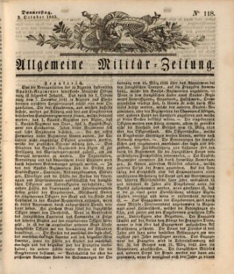 Allgemeine Militär-Zeitung Donnerstag 2. Oktober 1845