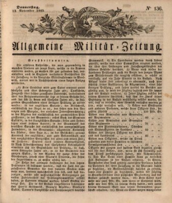 Allgemeine Militär-Zeitung Donnerstag 13. November 1845