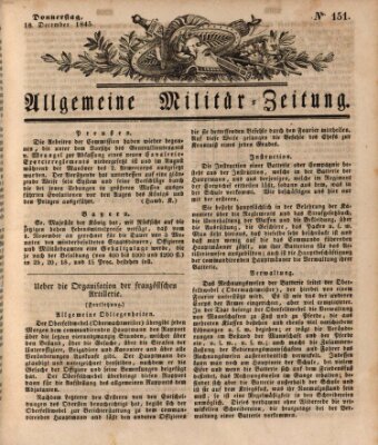 Allgemeine Militär-Zeitung Donnerstag 18. Dezember 1845