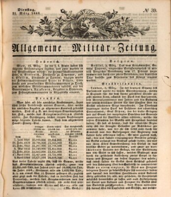 Allgemeine Militär-Zeitung Dienstag 31. März 1846