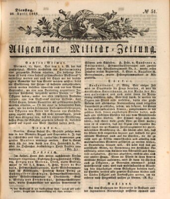 Allgemeine Militär-Zeitung Dienstag 28. April 1846