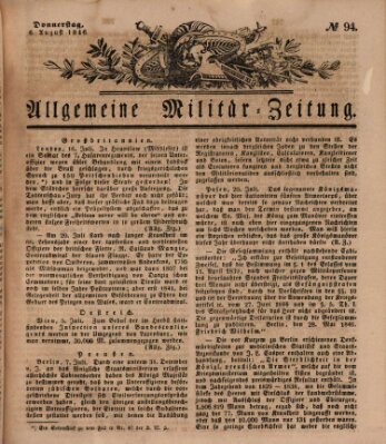 Allgemeine Militär-Zeitung Donnerstag 6. August 1846