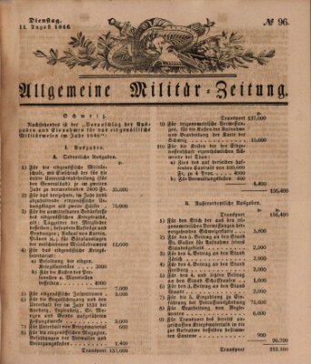 Allgemeine Militär-Zeitung Dienstag 11. August 1846