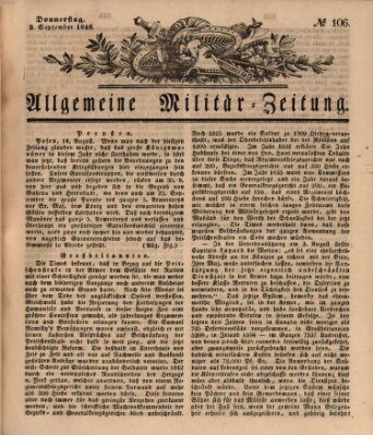 Allgemeine Militär-Zeitung Donnerstag 3. September 1846