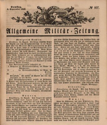Allgemeine Militär-Zeitung Samstag 5. September 1846
