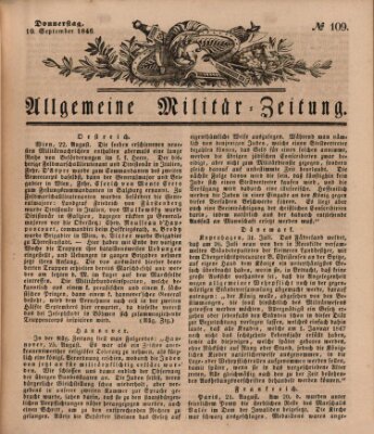 Allgemeine Militär-Zeitung Donnerstag 10. September 1846