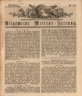 Allgemeine Militär-Zeitung Dienstag 15. September 1846