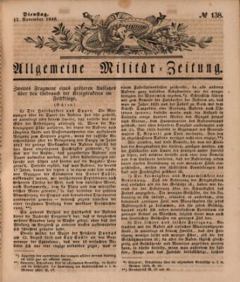 Allgemeine Militär-Zeitung Dienstag 17. November 1846