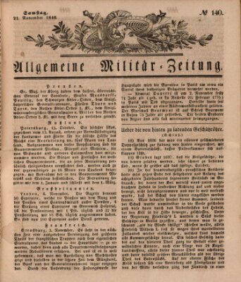 Allgemeine Militär-Zeitung Samstag 21. November 1846