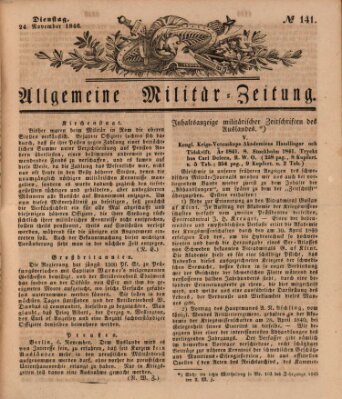 Allgemeine Militär-Zeitung Dienstag 24. November 1846