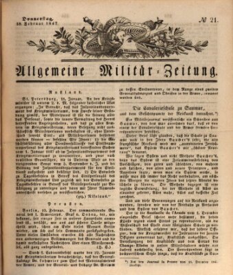 Allgemeine Militär-Zeitung Donnerstag 18. Februar 1847