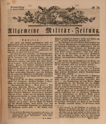 Allgemeine Militär-Zeitung Donnerstag 1. Juli 1847