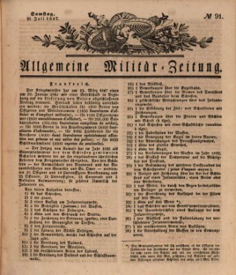 Allgemeine Militär-Zeitung Samstag 31. Juli 1847