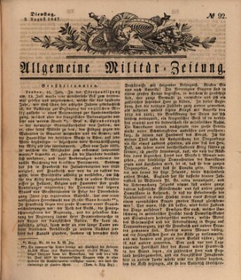 Allgemeine Militär-Zeitung Dienstag 3. August 1847