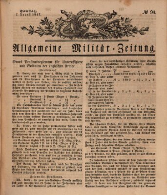 Allgemeine Militär-Zeitung Samstag 7. August 1847