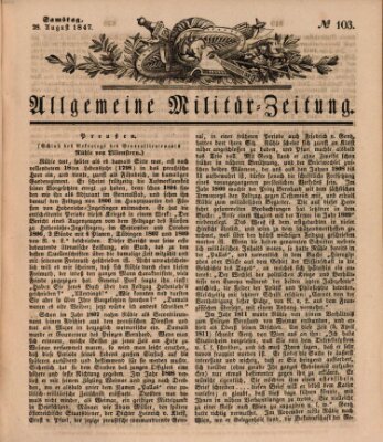 Allgemeine Militär-Zeitung Samstag 28. August 1847