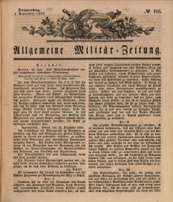 Allgemeine Militär-Zeitung Donnerstag 2. September 1847