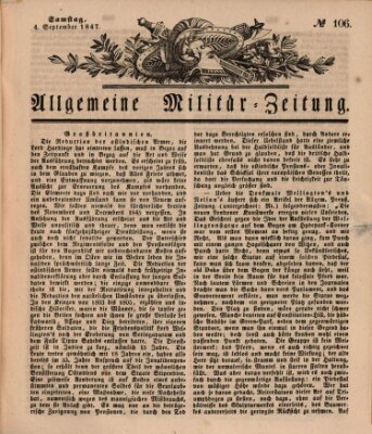 Allgemeine Militär-Zeitung Samstag 4. September 1847