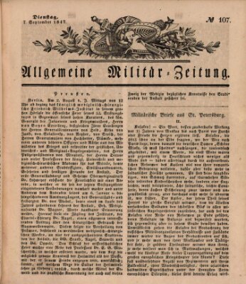 Allgemeine Militär-Zeitung Dienstag 7. September 1847