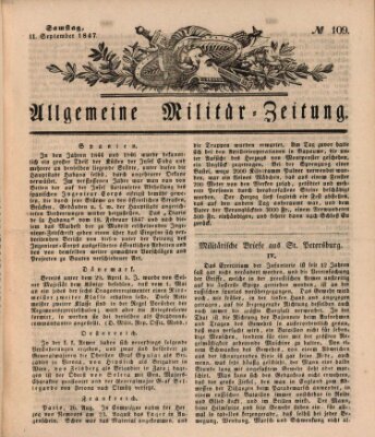 Allgemeine Militär-Zeitung Samstag 11. September 1847