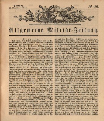 Allgemeine Militär-Zeitung Samstag 13. November 1847